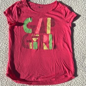 NWOT GAPKids pink shirt sleeve shirt. “GAP GIRL” on front in glittery letters.